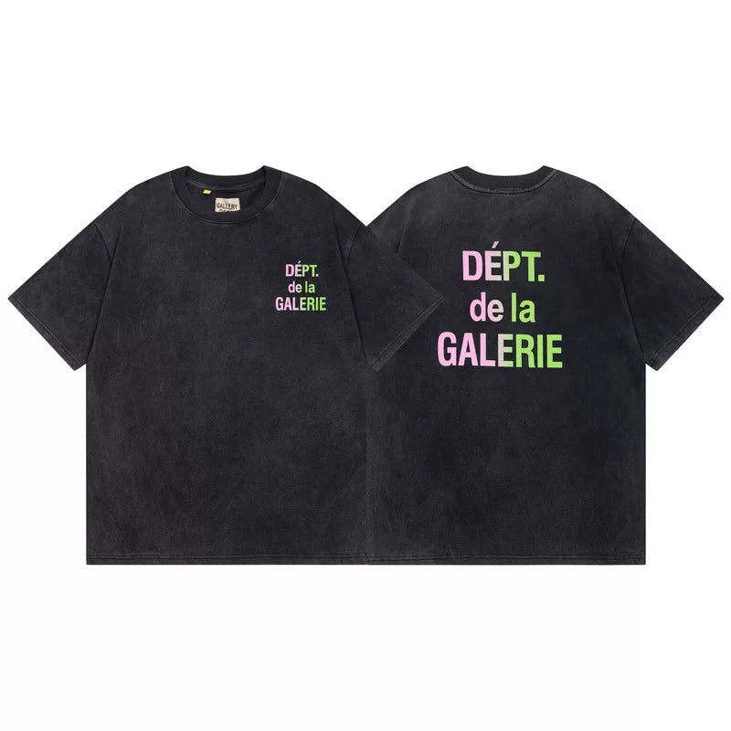 Outdoor single Gallery Depot color splashed ink letter print washed vintage trendy brand short sleeved high street graffiti T-shirt for men