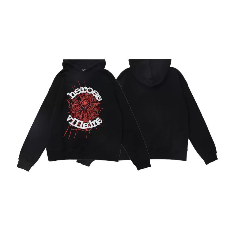Sp5der hip-hop singer Young Thug555 same print letter couple hoodie Pink sweatshirt men