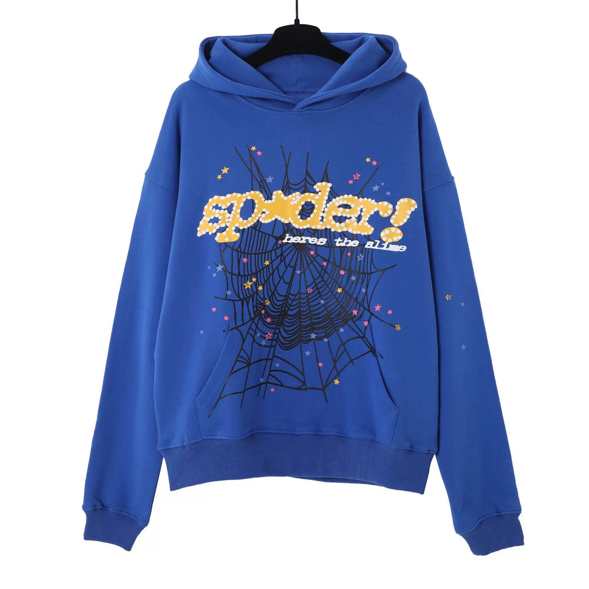 Sp5der hip-hop singer Young Thug555 same print letter couple hoodie Pink sweatshirt men