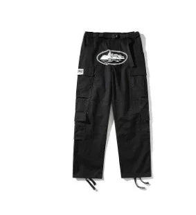 American retro high street fashion brand ins hip-hop street print casual multi-pocket side buckle unisex overalls