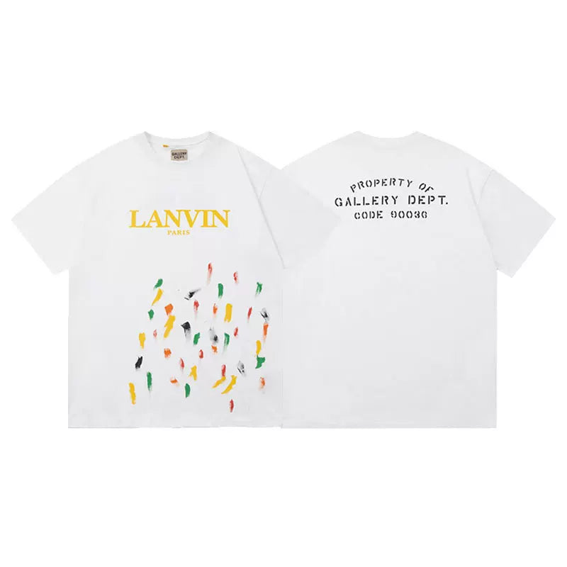 Outdoor single Gallery Depot color splashed ink letter print washed vintage trendy brand short sleeved high street graffiti T-shirt for men
