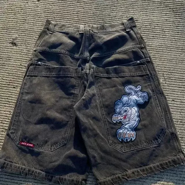 Cropped pants Y2K hip-hop 2023 Harajuku style gothic pocket loose cross-border foreign trade jeans shorts men