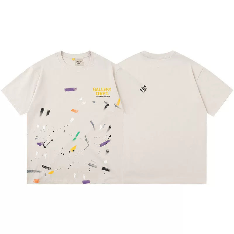 Outdoor single Gallery Depot color splashed ink letter print washed vintage trendy brand short sleeved high street graffiti T-shirt for men