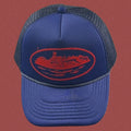 Cortiez Vintage Blue Trucker Hat with Red Cruise Ship Graphic