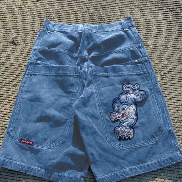Cropped pants Y2K hip-hop 2023 Harajuku style gothic pocket loose cross-border foreign trade jeans shorts men