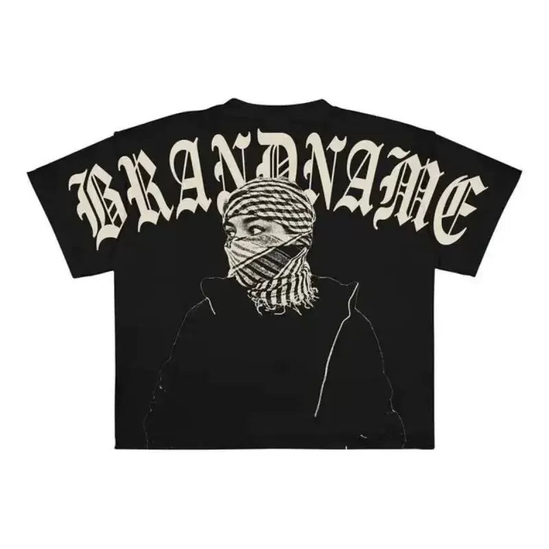 Cross border e-commerce Y2K Harajuku style T-shirt men's hip-hop special graphic print large cotton punk short sleeved casual T-shirt