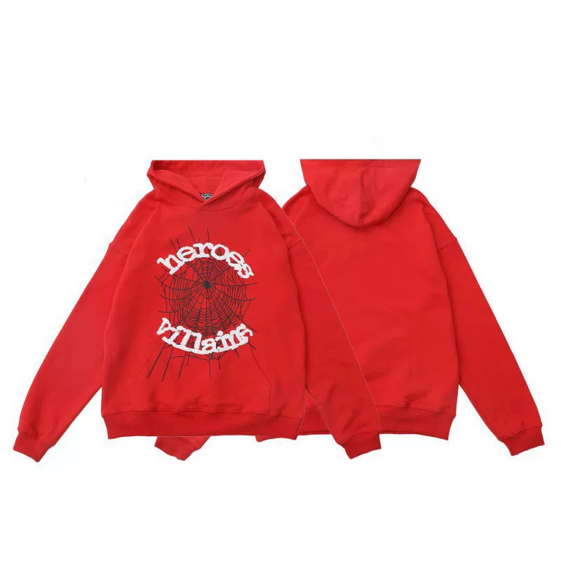 Sp5der hip-hop singer Young Thug555 same print letter couple hoodie Pink sweatshirt men
