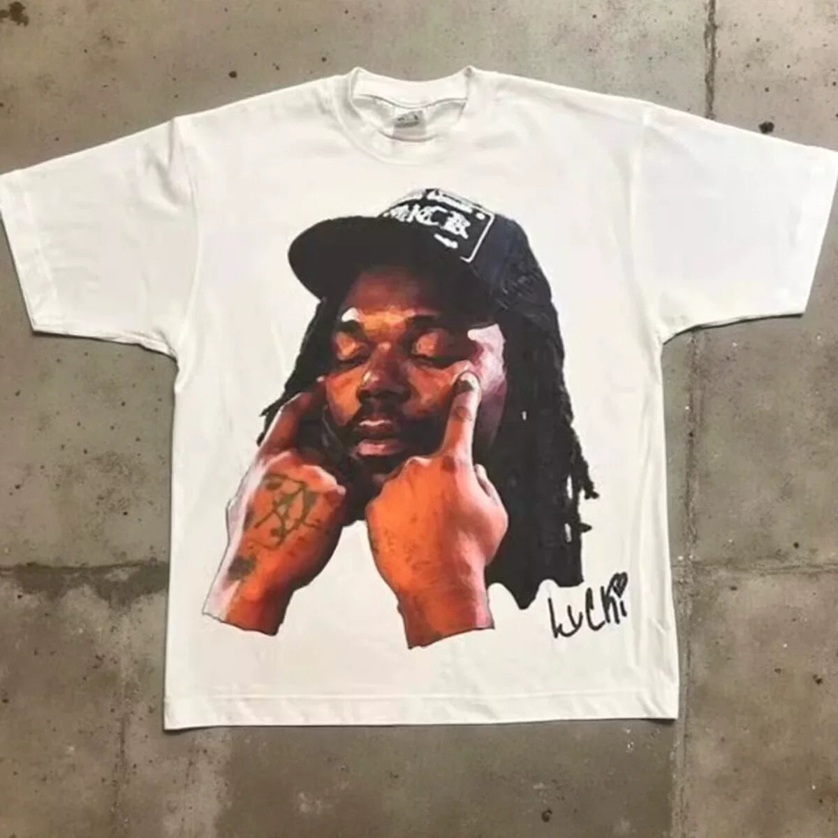 Men's T-shirt Retro Trendy Portrait Printed Short Sleeve T-shirt Y2k Gothic Harajuku Hip Hop Couple Casual Loose