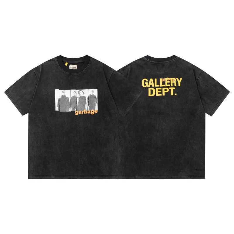 Outdoor single Gallery Depot color splashed ink letter print washed vintage trendy brand short sleeved high street graffiti T-shirt for men