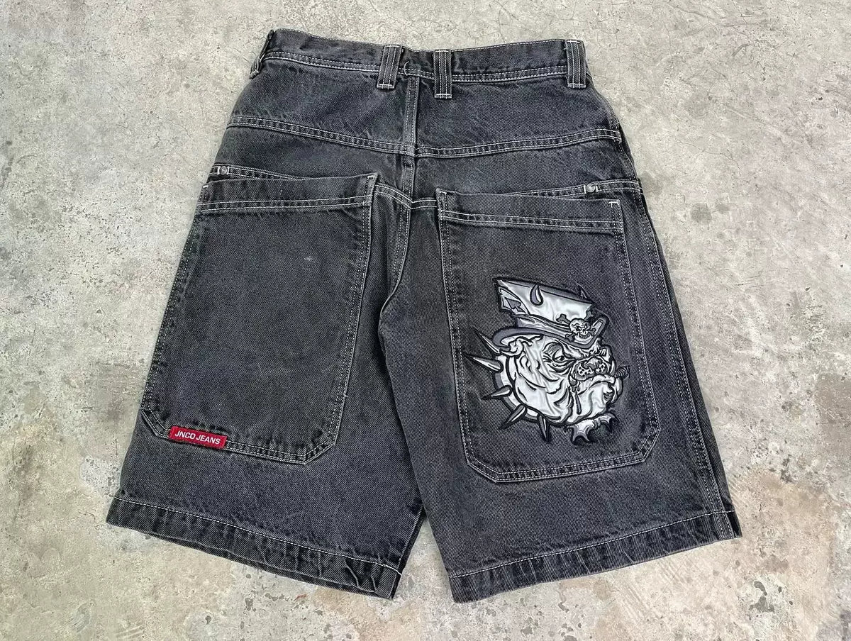 Cropped pants Y2K hip-hop 2023 Harajuku style gothic pocket loose cross-border foreign trade jeans shorts men