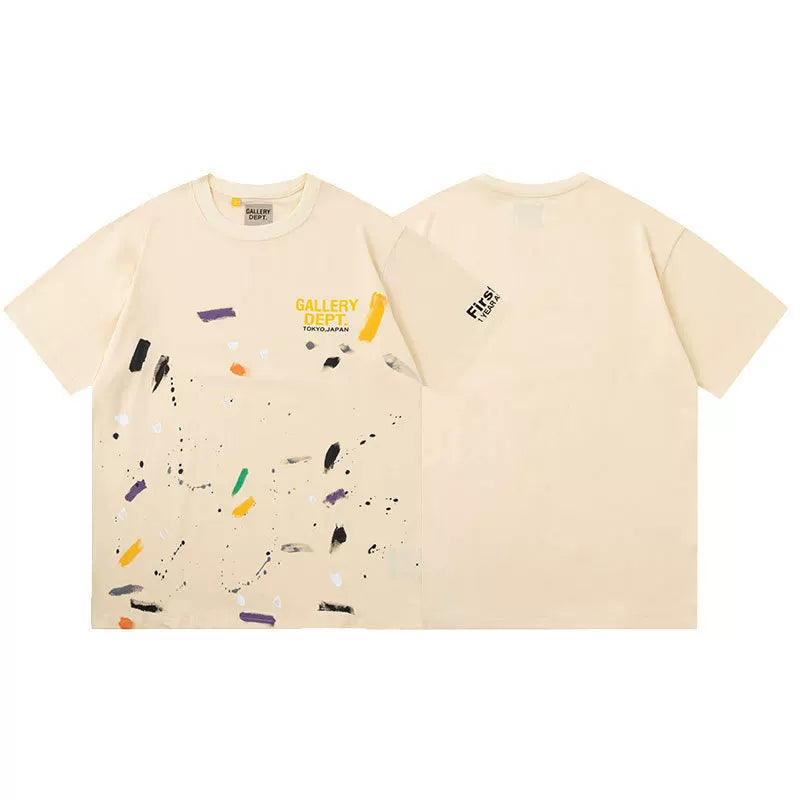 Outdoor single Gallery Depot color splashed ink letter print washed vintage trendy brand short sleeved high street graffiti T-shirt for men