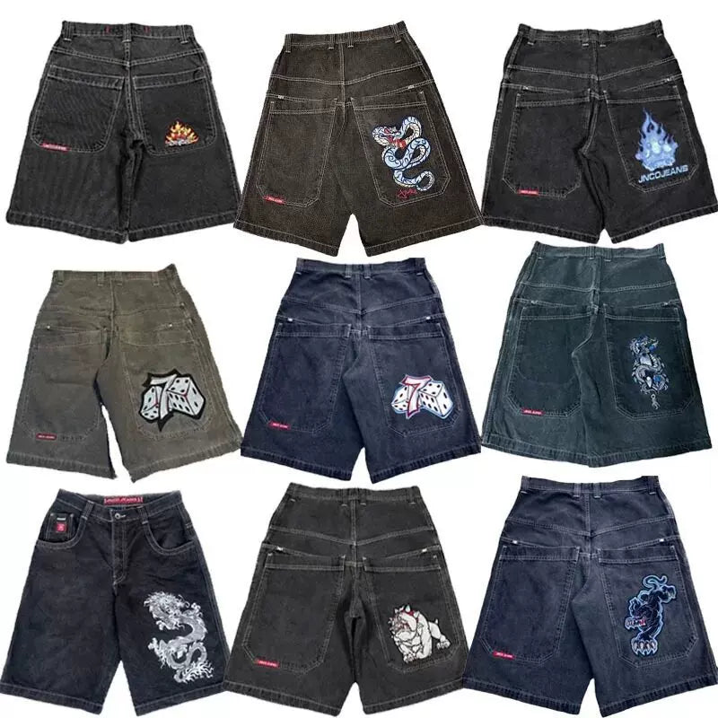 Cropped pants Y2K hip-hop 2023 Harajuku style gothic pocket loose cross-border foreign trade jeans shorts men