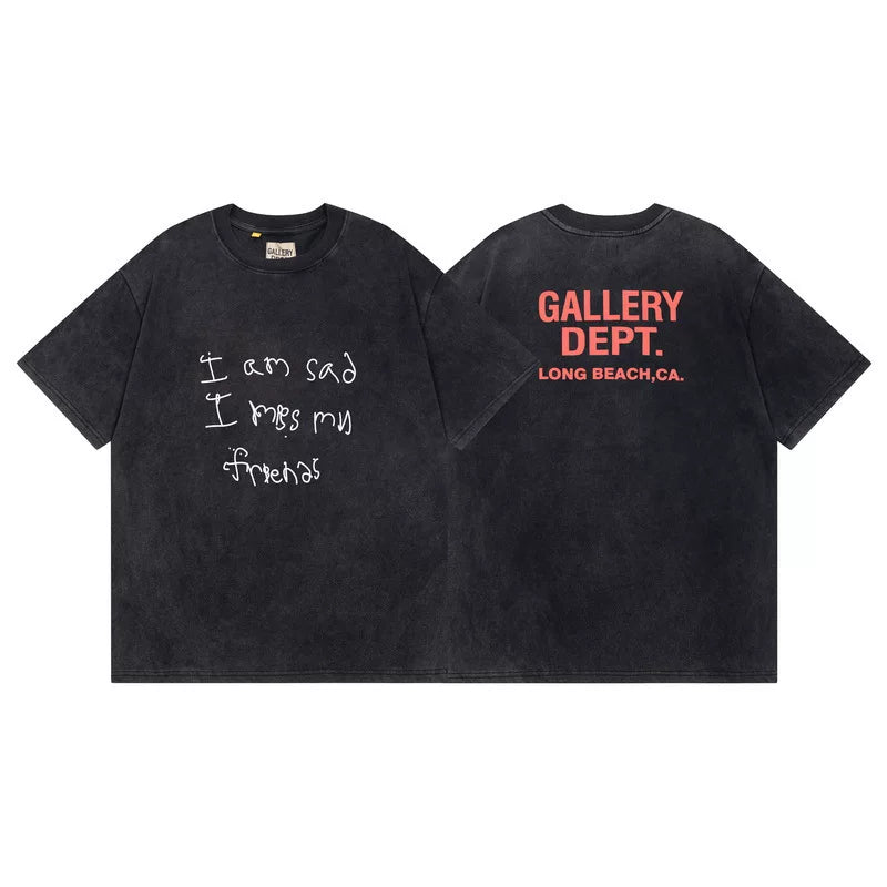 Outdoor single Gallery Depot color splashed ink letter print washed vintage trendy brand short sleeved high street graffiti T-shirt for men