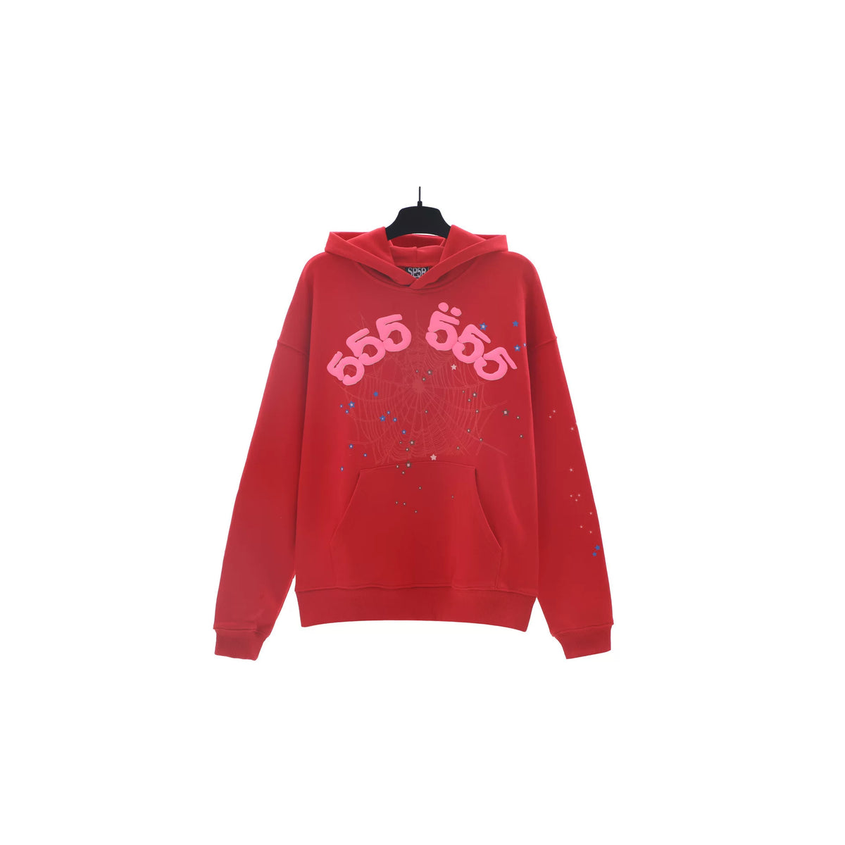 Sp5der hip-hop singer Young Thug555 same print letter couple hoodie Pink sweatshirt men