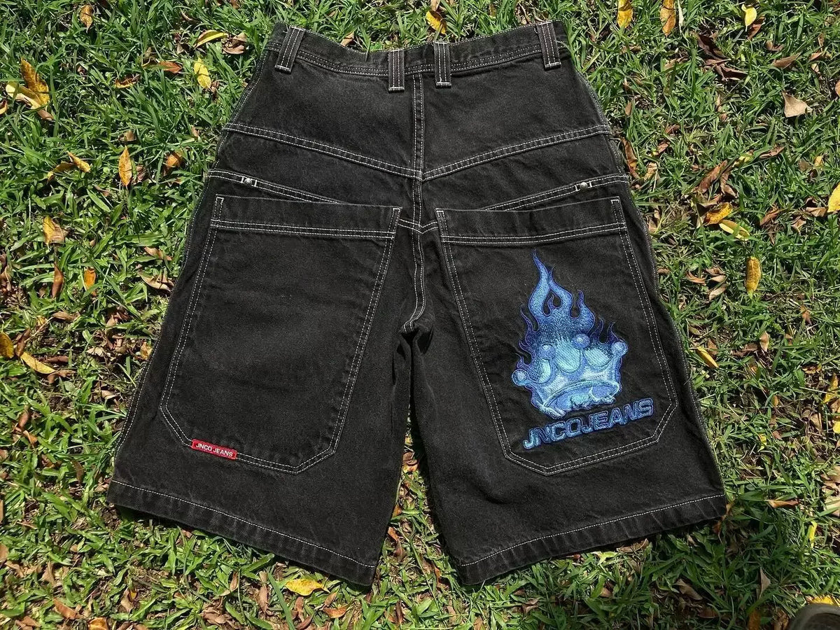 Cropped pants Y2K hip-hop 2023 Harajuku style gothic pocket loose cross-border foreign trade jeans shorts men