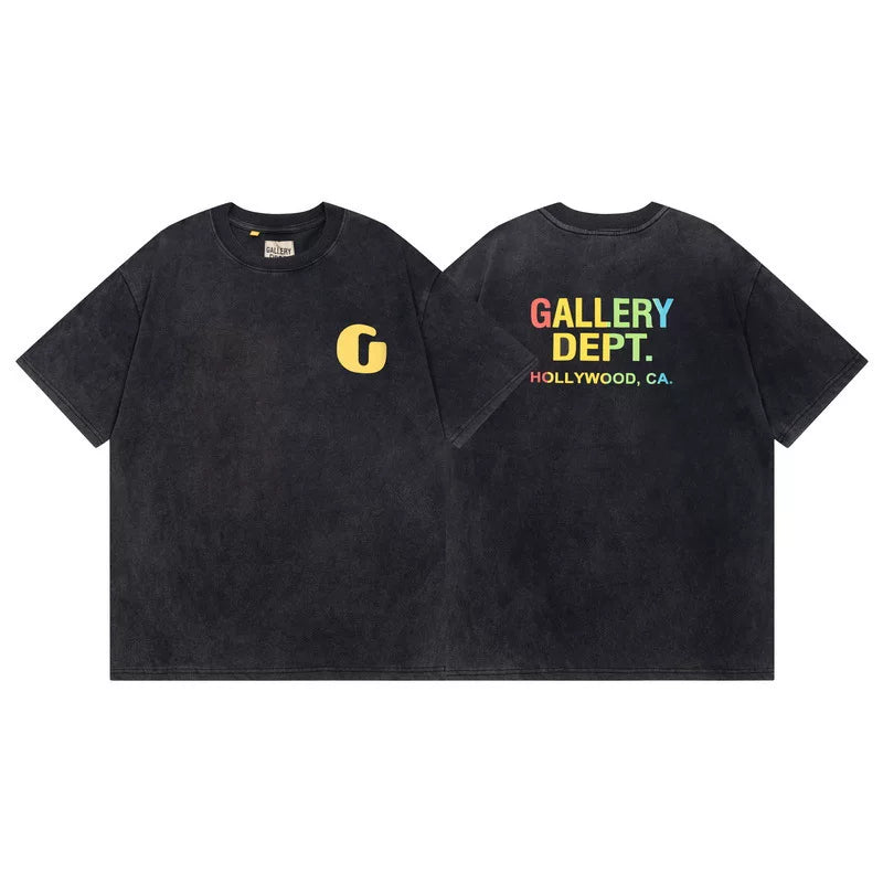 Outdoor single Gallery Depot color splashed ink letter print washed vintage trendy brand short sleeved high street graffiti T-shirt for men