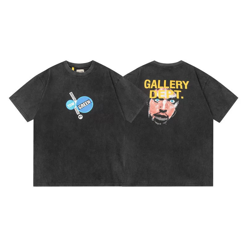 Outdoor single Gallery Depot color splashed ink letter print washed vintage trendy brand short sleeved high street graffiti T-shirt for men