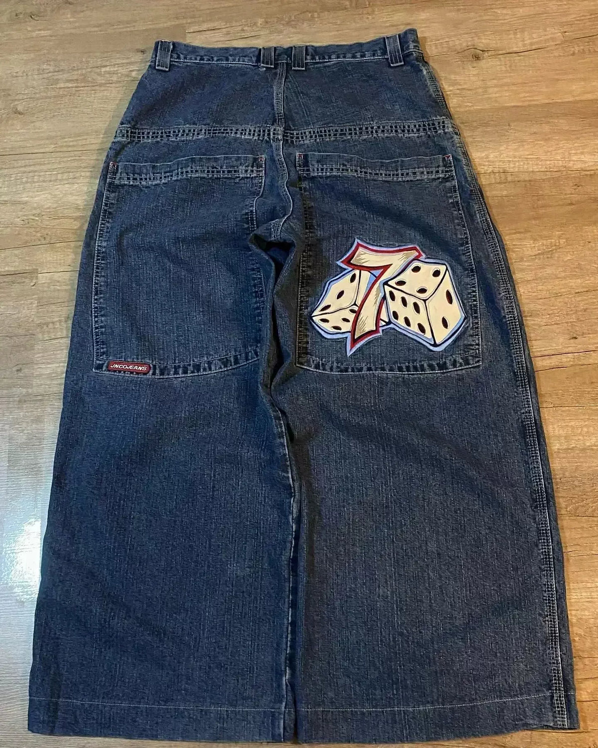 Loose straight jeans Men's retro embroidery hip -hop Gotter street clothing Harasuku Men's cross -border casual pants