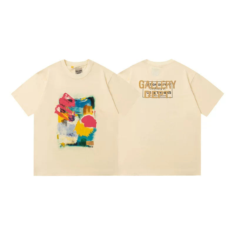Outdoor single Gallery Depot color splashed ink letter print washed vintage trendy brand short sleeved high street graffiti T-shirt for men