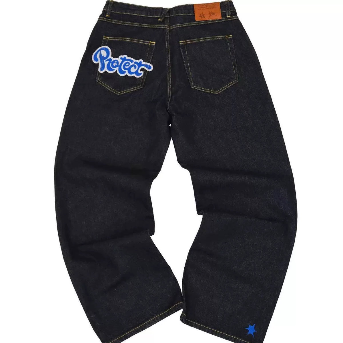 Hip hop trendy American retro men's pants Street summer casual straight leg pants European and American printed elastic neutral pants