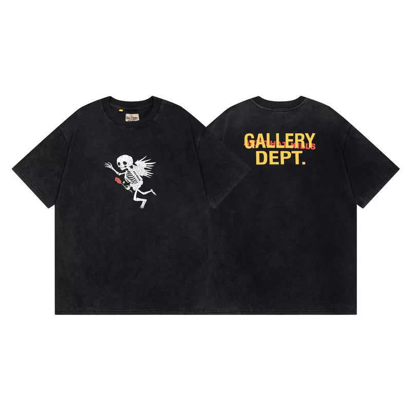 Outdoor single Gallery Depot color splashed ink letter print washed vintage trendy brand short sleeved high street graffiti T-shirt for men