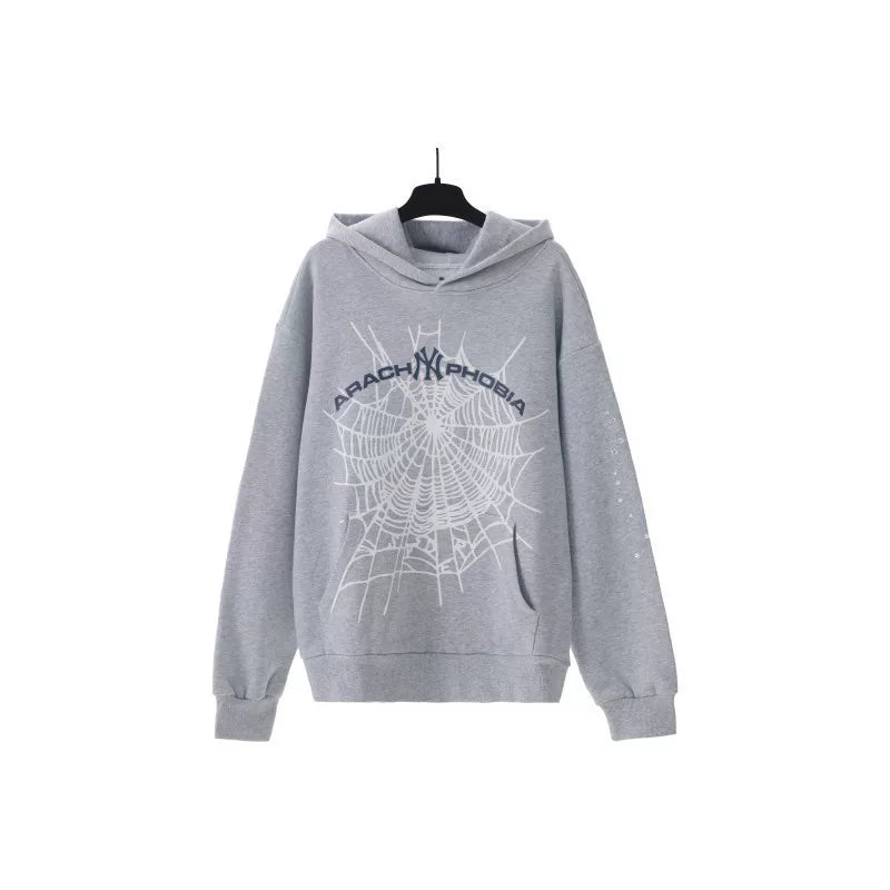 Sp5der hip-hop singer Young Thug555 same print letter couple hoodie Pink sweatshirt men