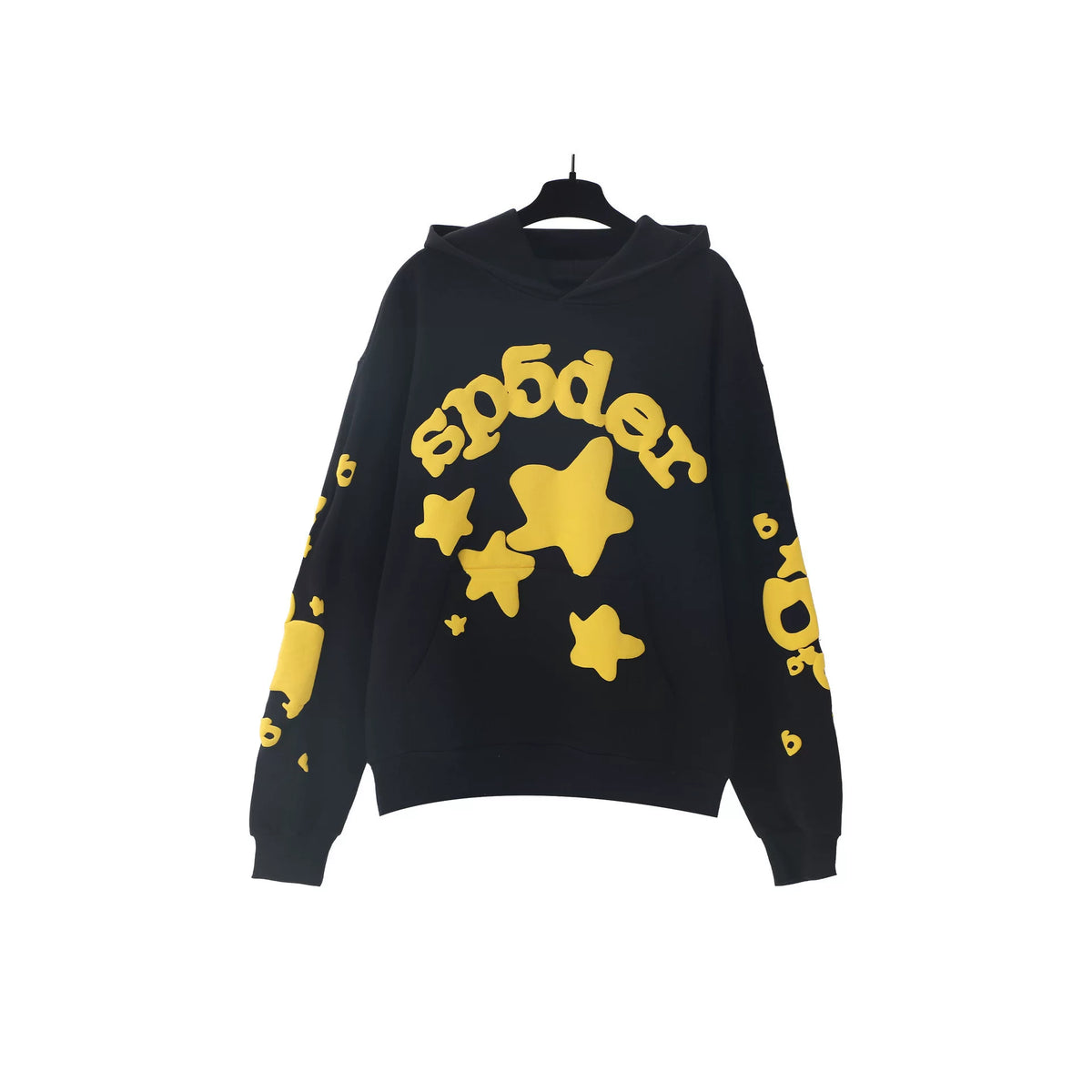 Sp5der hip-hop singer Young Thug555 same print letter couple hoodie Pink sweatshirt men