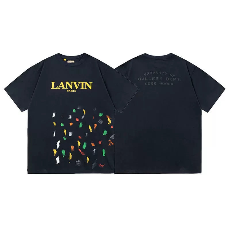 Outdoor single Gallery Depot color splashed ink letter print washed vintage trendy brand short sleeved high street graffiti T-shirt for men