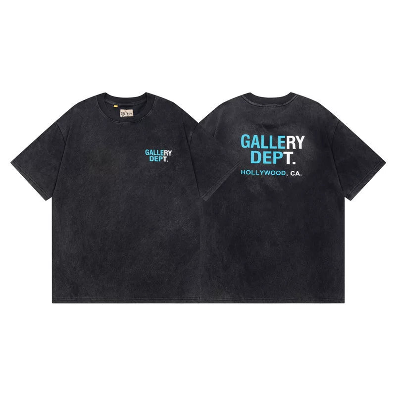 Outdoor single Gallery Depot color splashed ink letter print washed vintage trendy brand short sleeved high street graffiti T-shirt for men