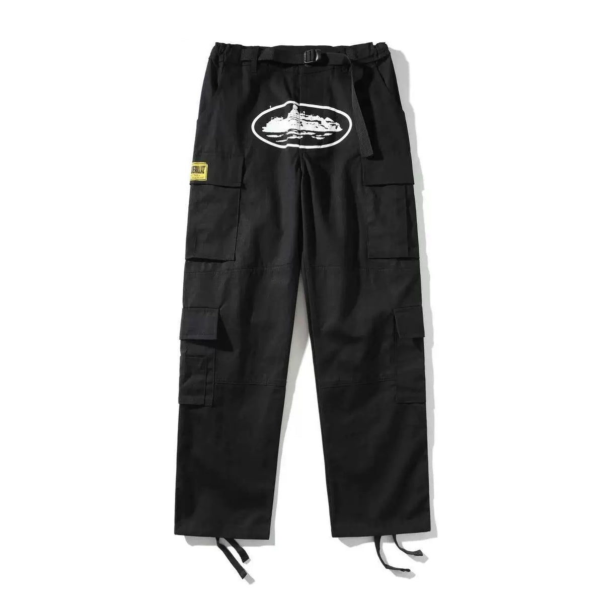 American retro high street fashion brand ins hip-hop street print casual multi-pocket side buckle unisex overalls