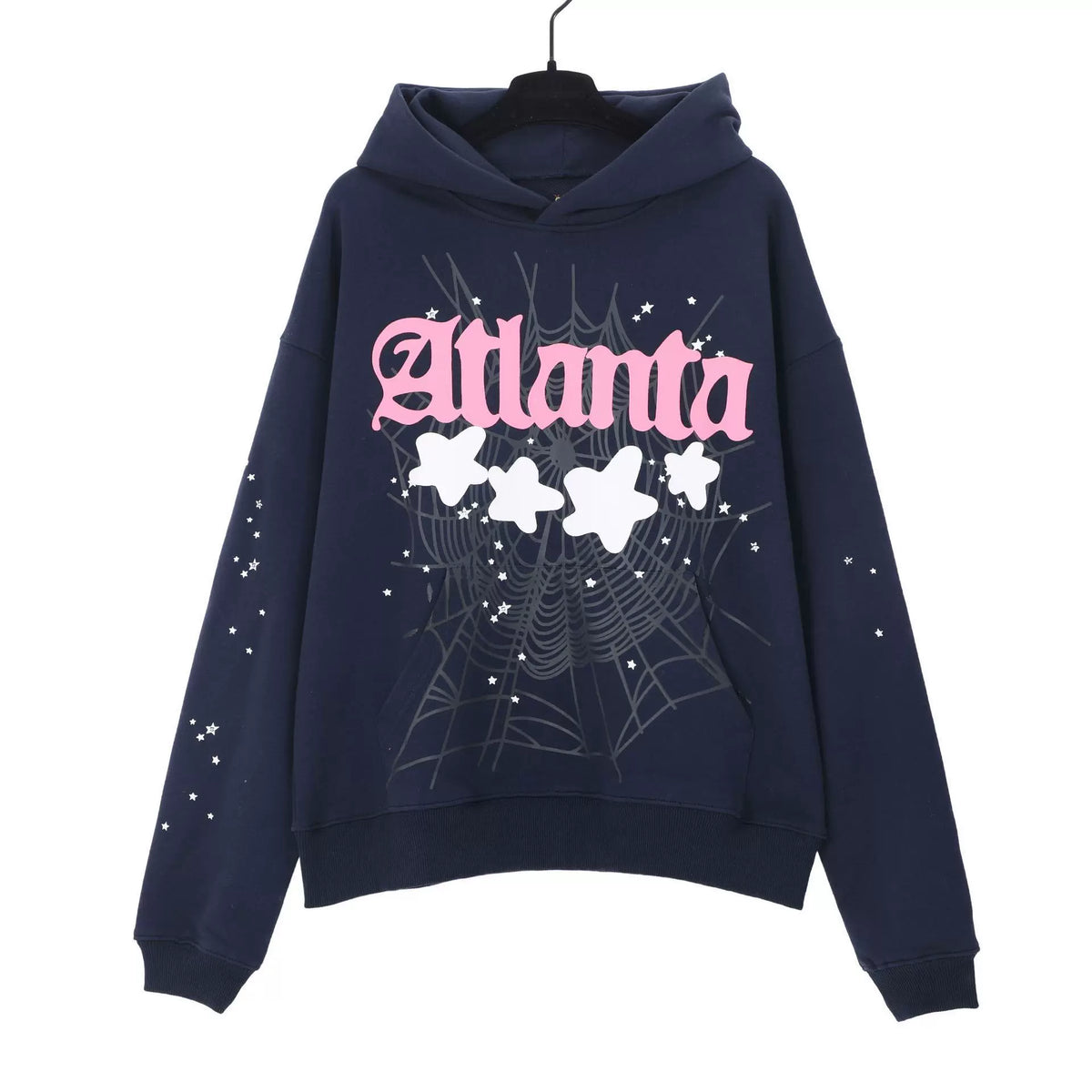 Sp5der hip-hop singer Young Thug555 same print letter couple hoodie Pink sweatshirt men