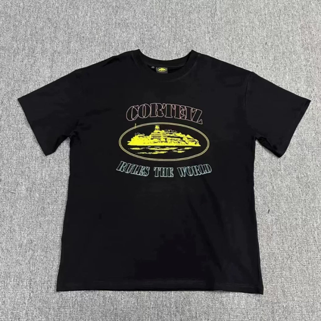 American street fashion brand Alcatraz sailboat top T-shirt men and women trend loose round neck retro five-point sleeve short sleeve