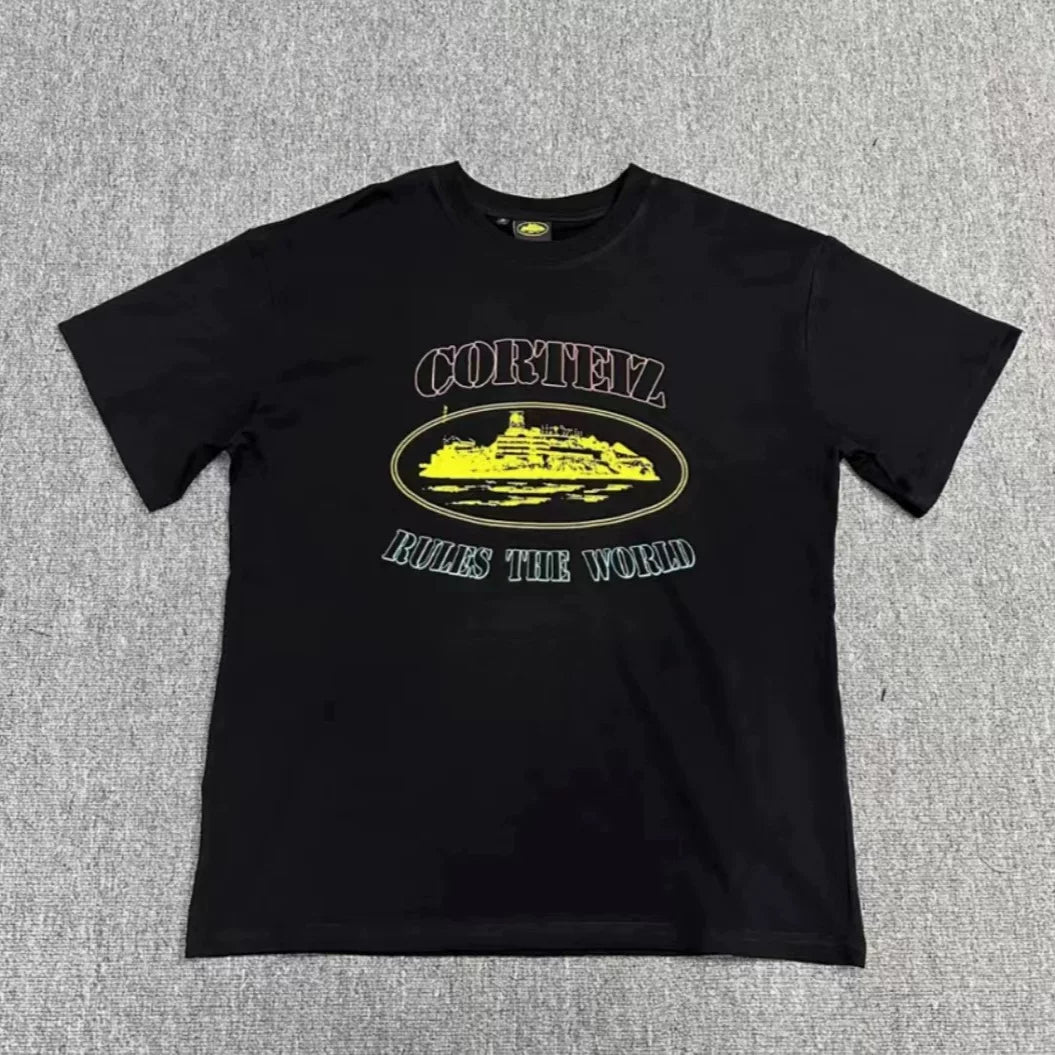 American street fashion brand Alcatraz sailboat top T-shirt men and women trend loose round neck retro five-point sleeve short sleeve
