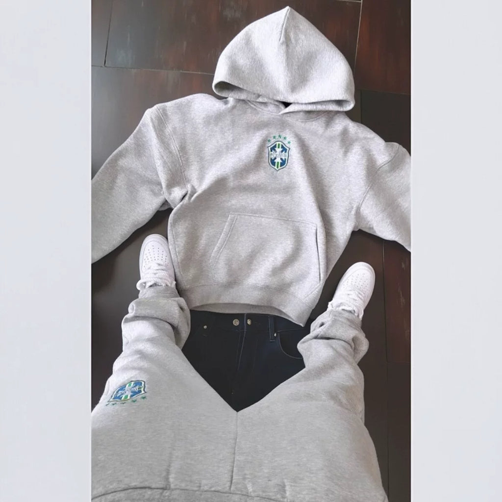 Winter men's hooded sweatshirt set, versatile long sleeved casual jacket, youth casual long sleeved sweatshirt