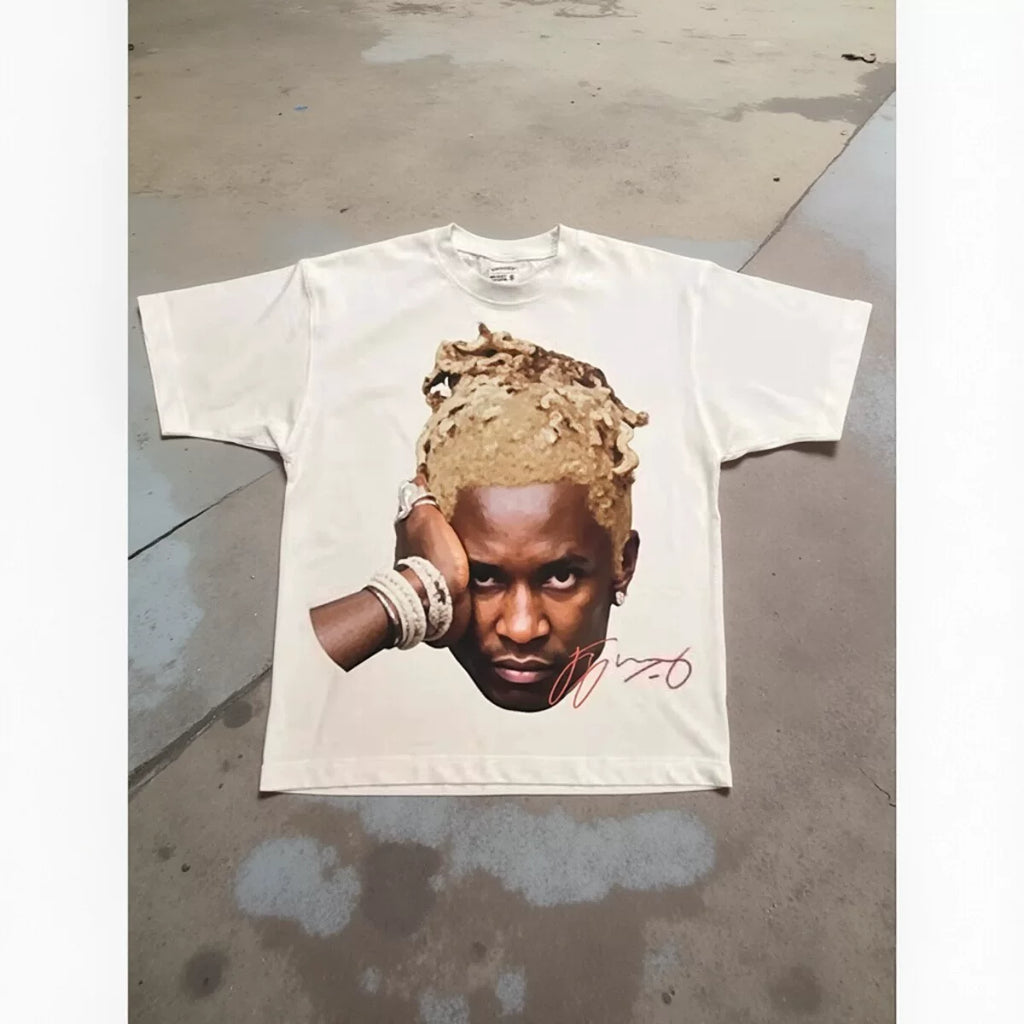 Men's T-shirt Retro Trendy Portrait Printed Short Sleeve T-shirt Y2k Gothic Harajuku Hip Hop Couple Casual Loose