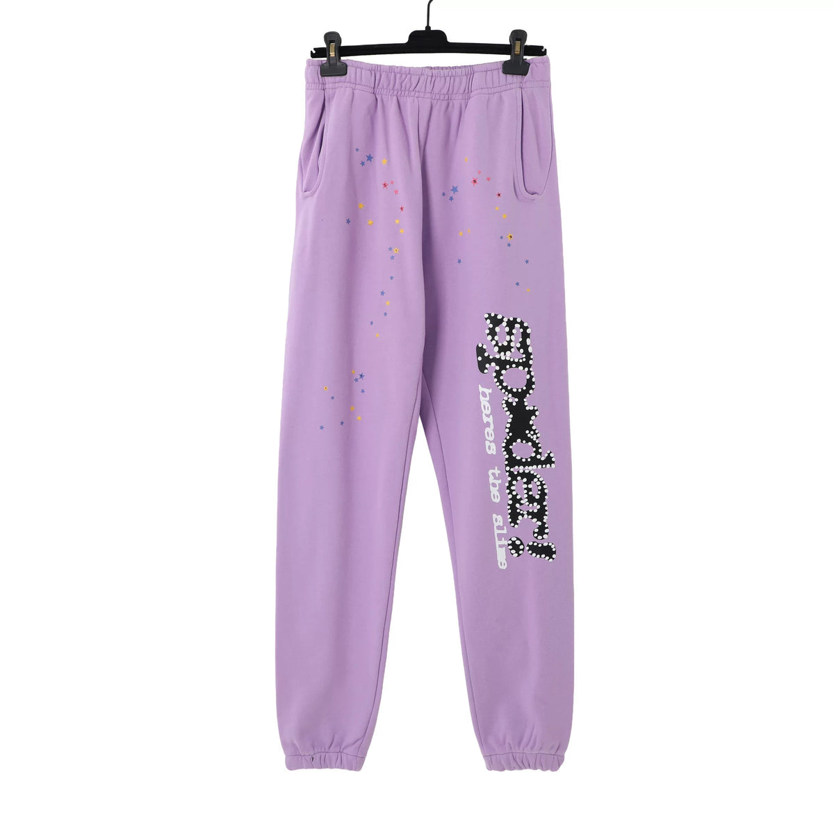 Sp5der hip-hop singer Young Thug555 same print letter couple hoodie Pink sweatshirt men