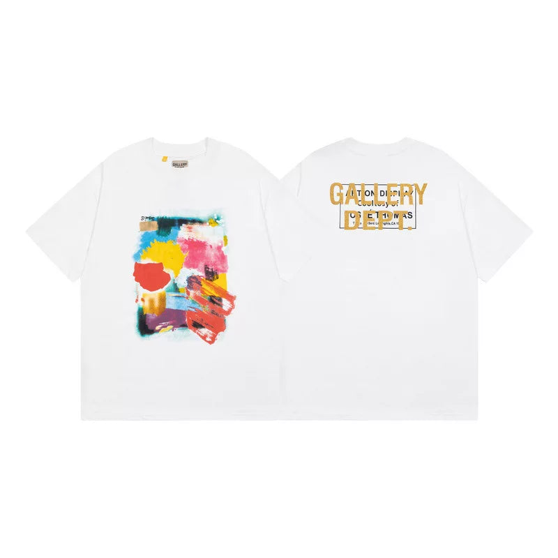 Outdoor single Gallery Depot color splashed ink letter print washed vintage trendy brand short sleeved high street graffiti T-shirt for men