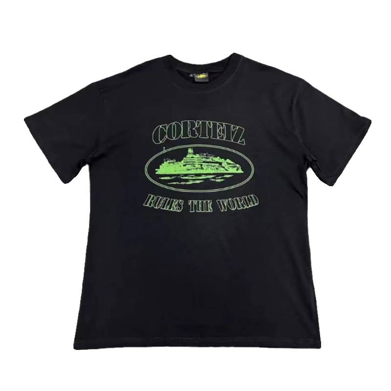 American street fashion brand Alcatraz sailboat top T-shirt men and women trend loose round neck retro five-point sleeve short sleeve