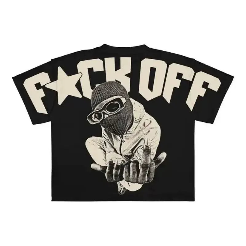 Cross border e-commerce Y2K Harajuku style T-shirt men's hip-hop special graphic print large cotton punk short sleeved casual T-shirt