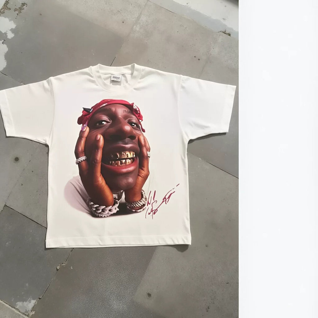 Men's T-shirt Retro Trendy Portrait Printed Short Sleeve T-shirt Y2k Gothic Harajuku Hip Hop Couple Casual Loose