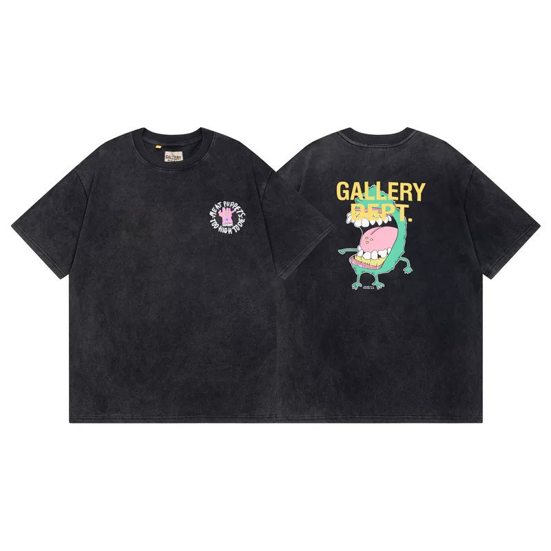Outdoor single Gallery Depot color splashed ink letter print washed vintage trendy brand short sleeved high street graffiti T-shirt for men