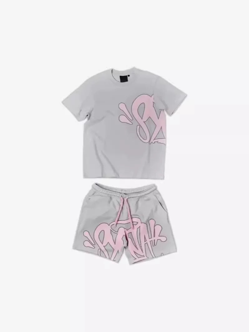 European and American style street hip-hop men's letter printing loose short-sleeved tops men's summer trend brand ins casual sports suit