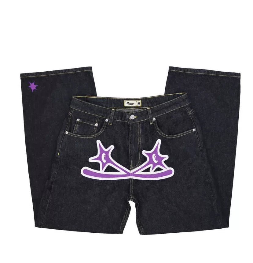 Hip hop trendy American retro men's pants Street summer casual straight leg pants European and American printed elastic neutral pants
