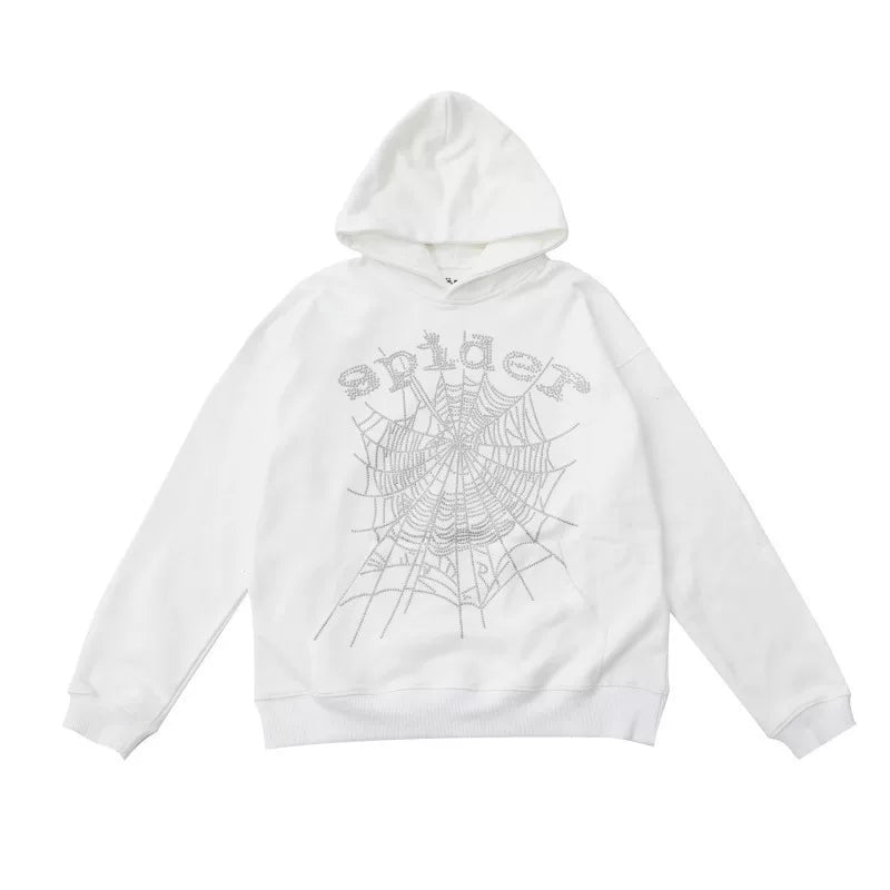 Sp5der hip-hop singer Young Thug555 same print letter couple hoodie Pink sweatshirt men