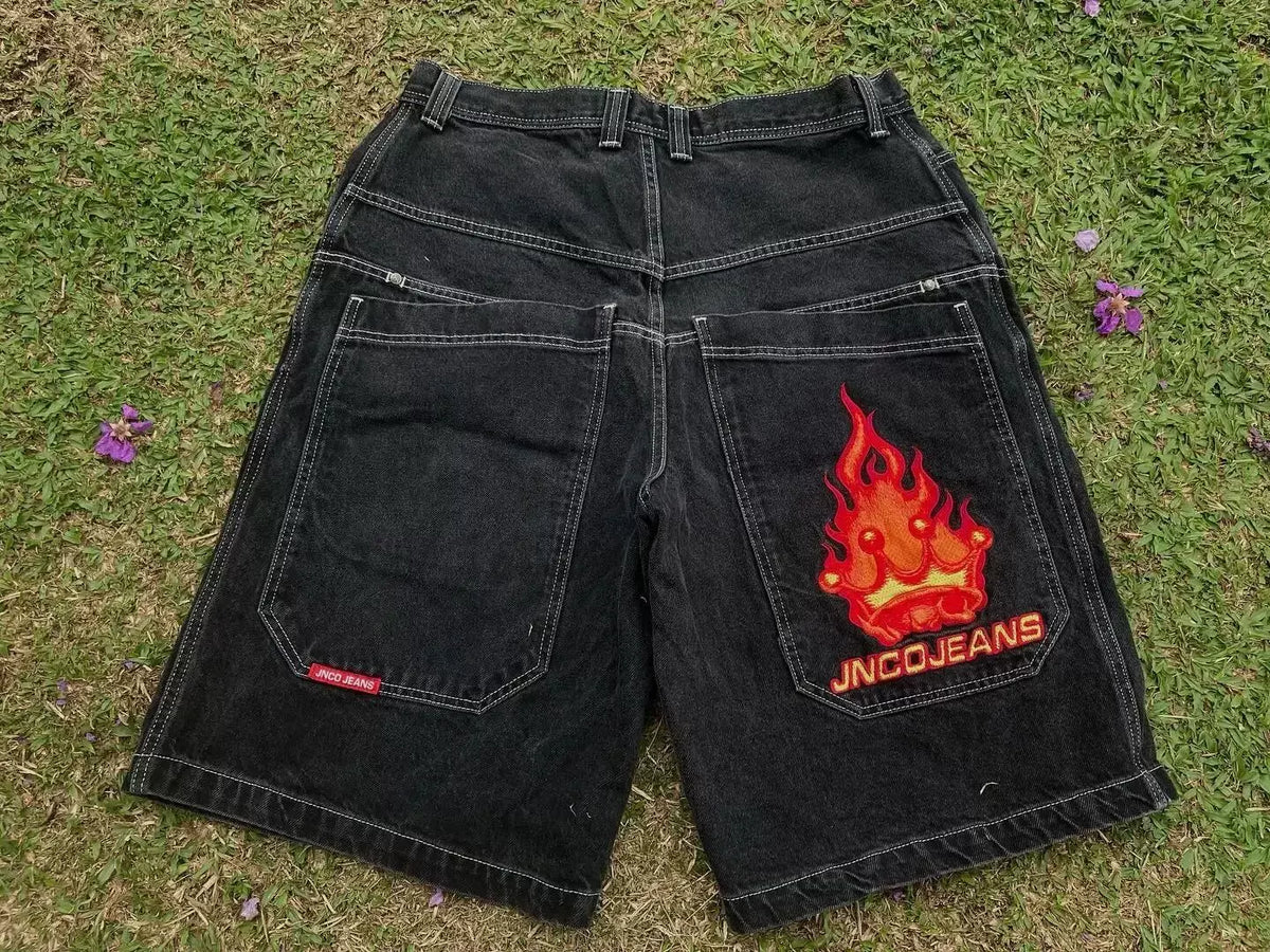 Cropped pants Y2K hip-hop 2023 Harajuku style gothic pocket loose cross-border foreign trade jeans shorts men