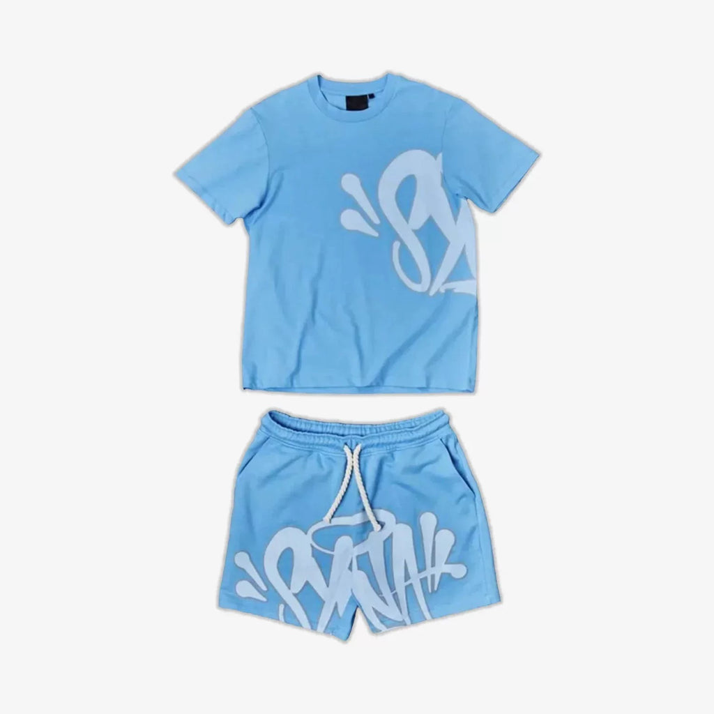 European and American style street hip-hop men's letter printing loose short-sleeved tops men's summer trend brand ins casual sports suit