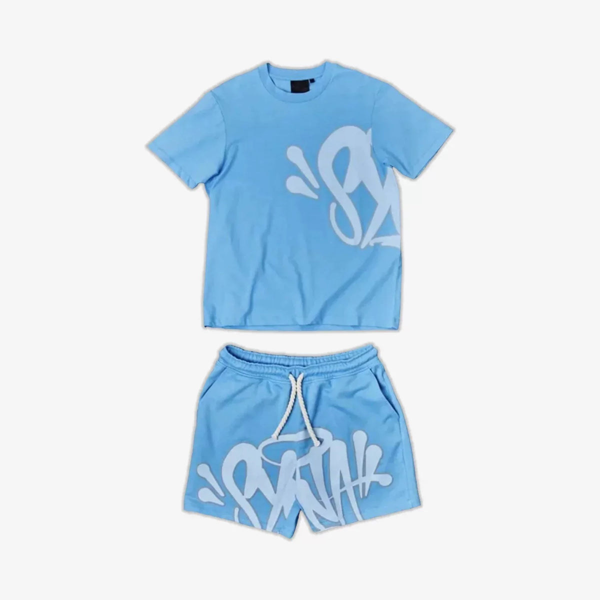 European and American style street hip-hop men's letter printing loose short-sleeved tops men's summer trend brand ins casual sports suit
