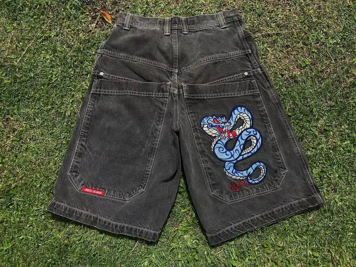 Cropped pants Y2K hip-hop 2023 Harajuku style gothic pocket loose cross-border foreign trade jeans shorts men