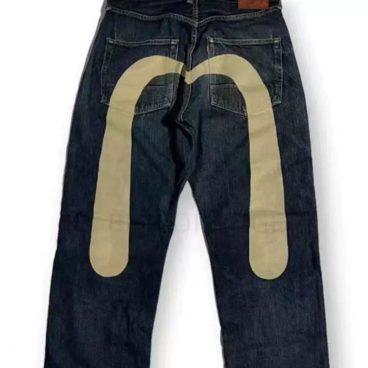 European and American hip-hop American style first year classic niche ins print men and women loose trendy trousers cool jeans