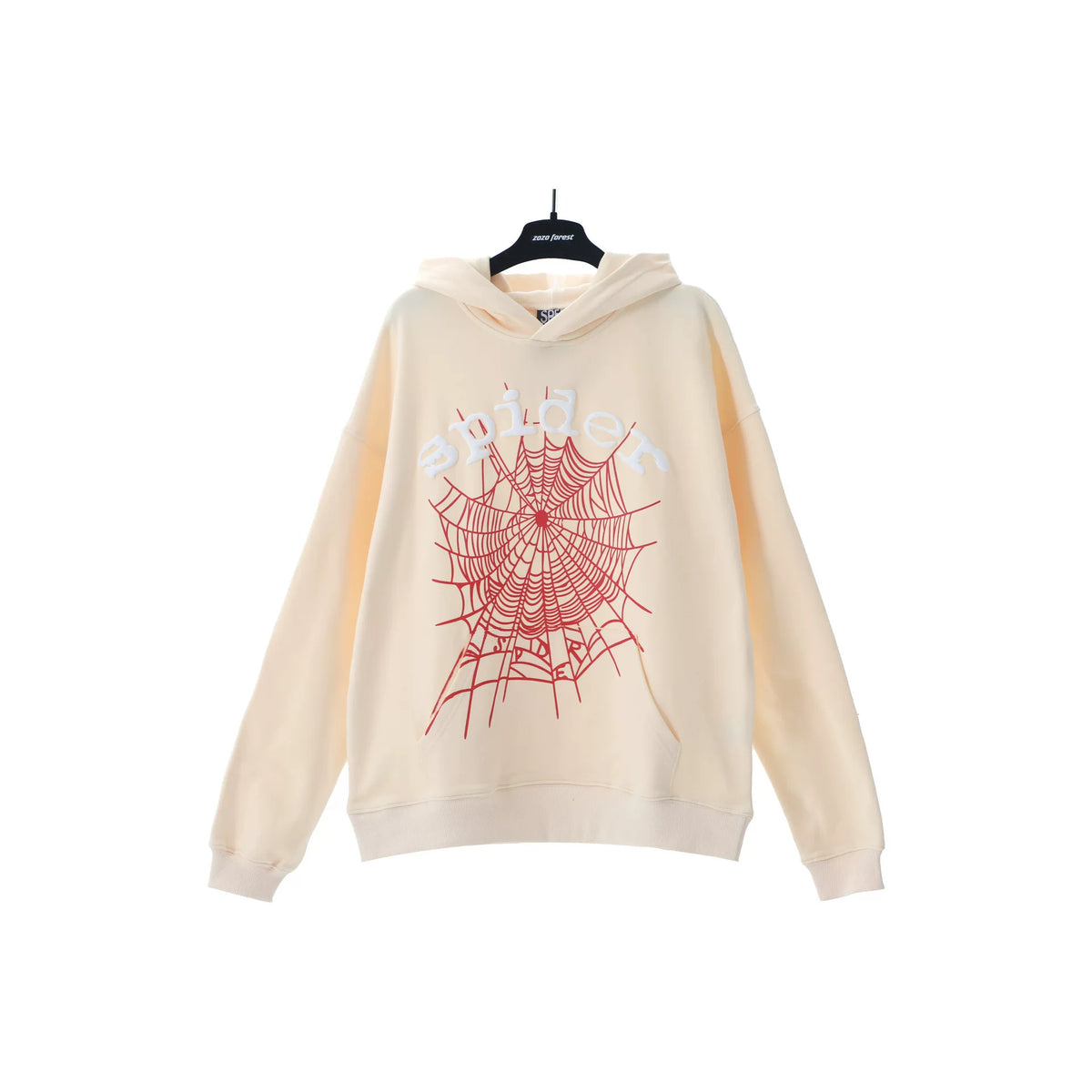Sp5der hip-hop singer Young Thug555 same print letter couple hoodie Pink sweatshirt men